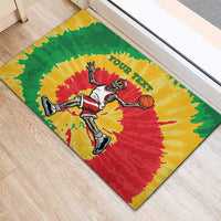 Lithuania Basketball Skeleton Personalized Rubber Doormat Skullman Lithuania Tie Dye