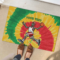Lithuania Basketball Skeleton Personalized Rubber Doormat Skullman Lithuania Tie Dye