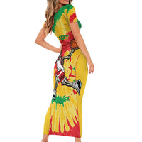 Lithuania Basketball Skeleton Personalized Short Sleeve Bodycon Dress Skullman Lithuania Tie Dye