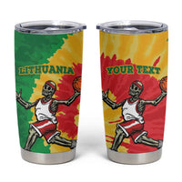 Lithuania Basketball Skeleton Personalized Tumbler Cup Skullman Lithuania Tie Dye