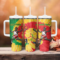 Lithuania Basketball Skeleton Personalized Tumbler With Handle Skullman Lithuania Tie Dye