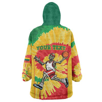 Lithuania Basketball Skeleton Personalized Wearable Blanket Hoodie Skullman Lithuania Tie Dye