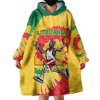 Lithuania Basketball Skeleton Personalized Wearable Blanket Hoodie Skullman Lithuania Tie Dye