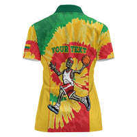 Lithuania Basketball Skeleton Personalized Women Polo Shirt Skullman Lithuania Tie Dye
