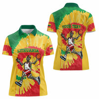 Lithuania Basketball Skeleton Personalized Women Polo Shirt Skullman Lithuania Tie Dye