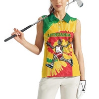 Lithuania Basketball Skeleton Personalized Women Sleeveless Polo Shirt Skullman Lithuania Tie Dye