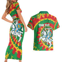 Lithuania Tie Dye Retro Basketball 1992 Personalized Couples Matching Short Sleeve Bodycon Dress and Hawaiian Shirt