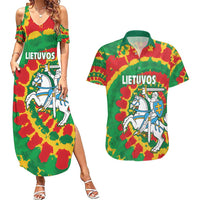 Lithuania Tie Dye Retro Basketball 1992 Personalized Couples Matching Summer Maxi Dress and Hawaiian Shirt