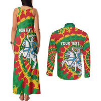 Lithuania Tie Dye Retro Basketball 1992 Personalized Couples Matching Tank Maxi Dress and Long Sleeve Button Shirt