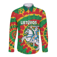 Lithuania Tie Dye Retro Basketball 1992 Personalized Long Sleeve Button Shirt