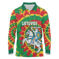 Lithuania Tie Dye Retro Basketball 1992 Personalized Long Sleeve Polo Shirt