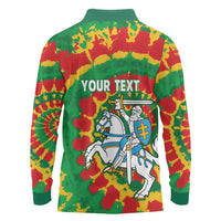 Lithuania Tie Dye Retro Basketball 1992 Personalized Long Sleeve Polo Shirt