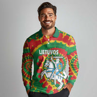 Lithuania Tie Dye Retro Basketball 1992 Personalized Long Sleeve Polo Shirt