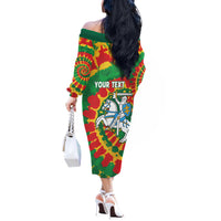 Lithuania Tie Dye Retro Basketball 1992 Personalized Off The Shoulder Long Sleeve Dress