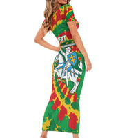 Lithuania Tie Dye Retro Basketball 1992 Personalized Short Sleeve Bodycon Dress