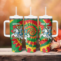 Lithuania Tie Dye Retro Basketball 1992 Personalized Tumbler With Handle