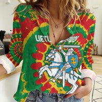 Lithuania Tie Dye Retro Basketball 1992 Personalized Women Casual Shirt