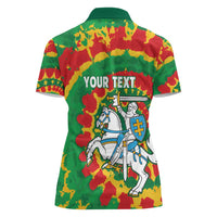 Lithuania Tie Dye Retro Basketball 1992 Personalized Women Polo Shirt