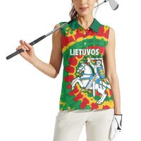 Lithuania Tie Dye Retro Basketball 1992 Personalized Women Sleeveless Polo Shirt