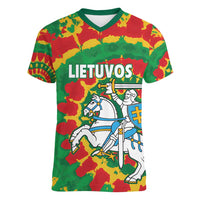 Lithuania Tie Dye Retro Basketball 1992 Personalized Women V-Neck T-Shirt