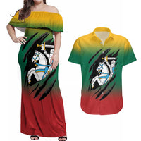 Lithuania Vytis Couples Matching Off Shoulder Maxi Dress and Hawaiian Shirt Lietuvos Chasing and Fighting