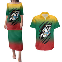 Lithuania Vytis Couples Matching Puletasi and Hawaiian Shirt Lietuvos Chasing and Fighting