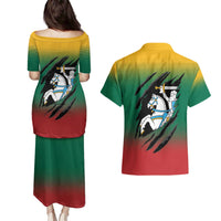 Lithuania Vytis Couples Matching Puletasi and Hawaiian Shirt Lietuvos Chasing and Fighting