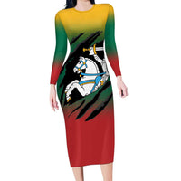 Lithuania Vytis Long Sleeve Bodycon Dress Lietuvos Chasing and Fighting