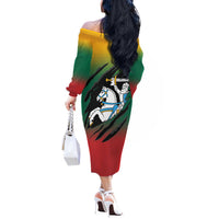 Lithuania Vytis Off The Shoulder Long Sleeve Dress Lietuvos Chasing and Fighting