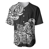 Polynesian Baseball Jersey Pacific Flower Mix Floral Tribal Tattoo Black Vibe LT9 - Wonder Print Shop