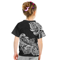 Polynesian Kid T Shirt Pacific Flower Mix Floral Tribal Tattoo Black Vibe - Wonder Print Shop