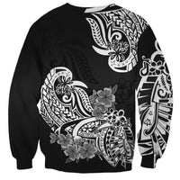 Polynesian Sweatshirt Pacific Flower Mix Floral Tribal Tattoo Black Vibe - Wonder Print Shop