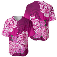 Polynesian Baseball Jersey Pacific Flower Mix Floral Tribal Tattoo Pink Vibe LT9 - Wonder Print Shop