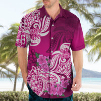 Polynesian Hawaiian Shirt Pacific Flower Mix Floral Tribal Tattoo Pink Vibe - Wonder Print Shop