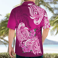 Polynesian Hawaiian Shirt Pacific Flower Mix Floral Tribal Tattoo Pink Vibe - Wonder Print Shop