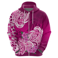 Polynesian Hoodie Pacific Flower Mix Floral Tribal Tattoo Pink Vibe - Wonder Print Shop