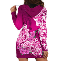 Polynesian Hoodie Dress Pacific Flower Mix Floral Tribal Tattoo Pink Vibe - Wonder Print Shop