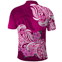 Polynesian Polo Shirt Pacific Flower Mix Floral Tribal Tattoo Pink Vibe - Wonder Print Shop