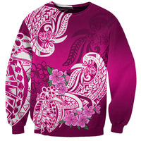 Polynesian Sweatshirt Pacific Flower Mix Floral Tribal Tattoo Pink Vibe - Wonder Print Shop