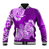 Polynesian Baseball Jacket Pacific Flower Mix Floral Tribal Tattoo Purple Vibe LT9 - Wonder Print Shop