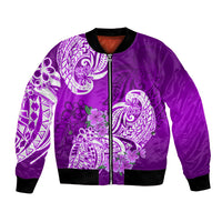 Polynesian Bomber Jacket Pacific Flower Mix Floral Tribal Tattoo Purple Vibe LT9 - Wonder Print Shop
