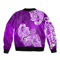 Polynesian Bomber Jacket Pacific Flower Mix Floral Tribal Tattoo Purple Vibe LT9 - Wonder Print Shop
