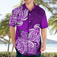 Polynesian Hawaiian Shirt Pacific Flower Mix Floral Tribal Tattoo Purple Vibe - Wonder Print Shop