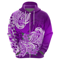 Polynesian Hoodie Pacific Flower Mix Floral Tribal Tattoo Purple Vibe - Wonder Print Shop