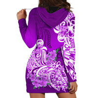 Polynesian Hoodie Dress Pacific Flower Mix Floral Tribal Tattoo Purple Vibe - Wonder Print Shop
