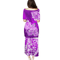 Polynesian Puletasi Pacific Flower Mix Floral Tribal Tattoo Purple Vibe - Wonder Print Shop