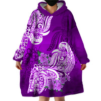Polynesian Wearable Blanket Hoodie Pacific Flower Mix Floral Tribal Tattoo Purple Vibe - Wonder Print Shop
