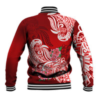 Polynesian Baseball Jacket Pacific Flower Mix Floral Tribal Tattoo Red Vibe LT9 - Wonder Print Shop