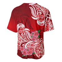 Polynesian Baseball Jersey Pacific Flower Mix Floral Tribal Tattoo Red Vibe LT9 - Wonder Print Shop