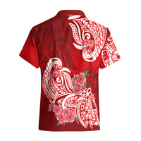 Polynesian Hawaiian Shirt Pacific Flower Mix Floral Tribal Tattoo Red Vibe - Wonder Print Shop